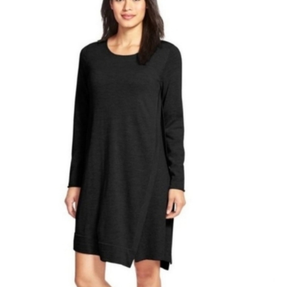 Eileen Fisher Merino Wool Minimalist Sweater Dress Asymmetrical Hem M - Picture 1 of 14